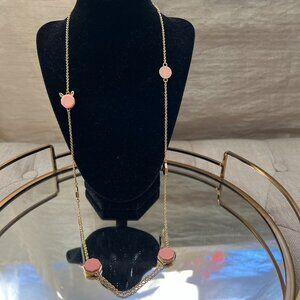 Marc Jacobs Pink Pearl Gold Long Necklace